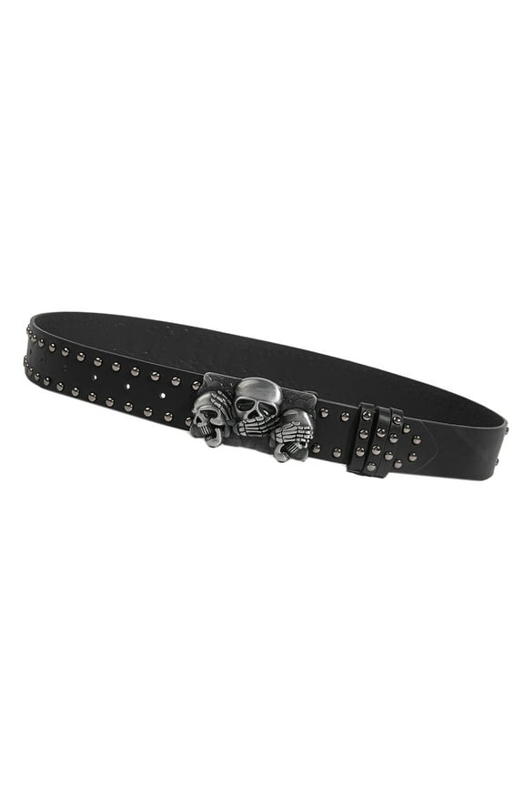 Skull Waist Belt Buckle Cool Punk Studded Belt Cowboy Grunge Wide Belt