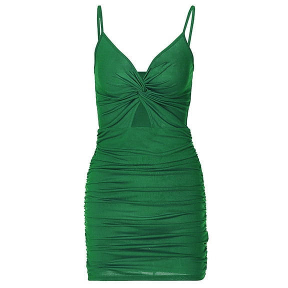 Yokua Spaghetti Strap Dress For Women Bodycon Midriff Cutout Dress Bodycon Dress Wrap