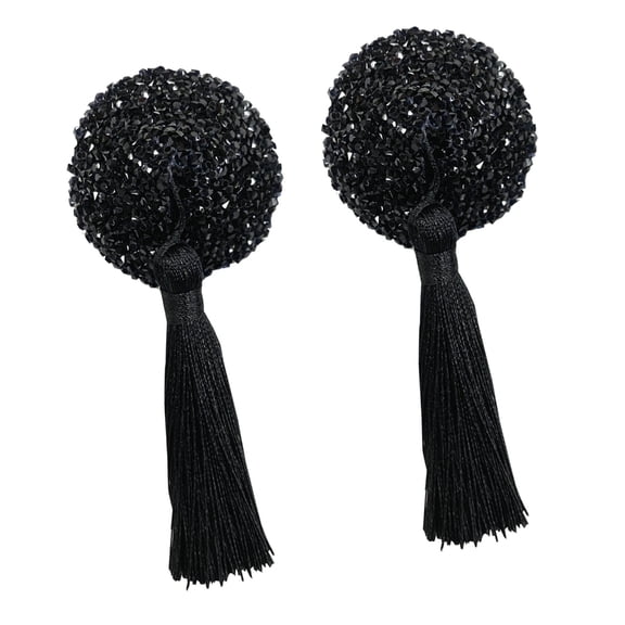 Yokua Sparkling Rhinestones Pasties Nipple Cover with Tassels Adhesive Breast Cover