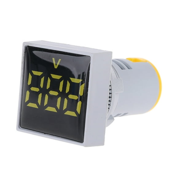 Yokua Square Voltmeter AC 20-500V Volt Meter Panel LED Digital Voltage Indicator Light 22mm White/Red/Blue/Yellow/Green