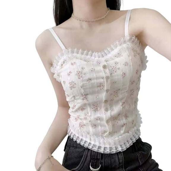 Yokua Stretchy Bandeau Crop Top With Padding Lace Bustier Tops Wardrobe Essential