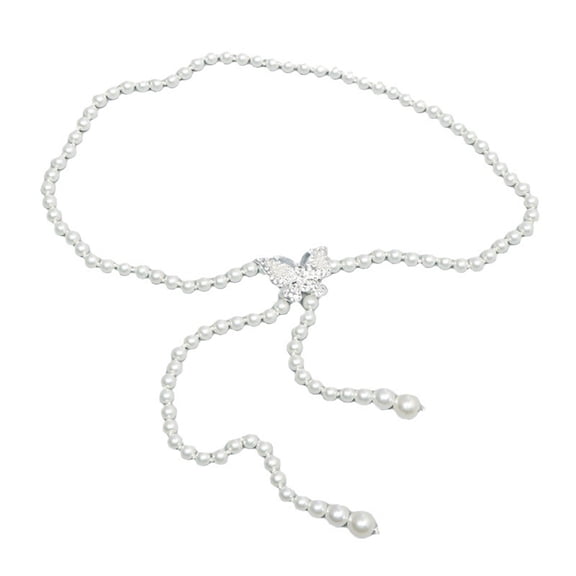 Yokua Stylish Women's Pearls Waist Chain Belt Features Delicate Butterfly Designing