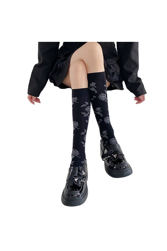Summer Knee High Socks Tube Socks Florals Sheer Crew Socks Nylons Calf Socks