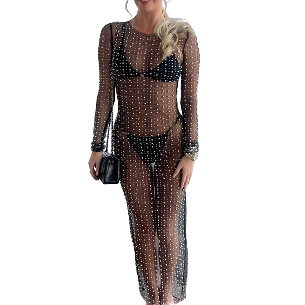 See Through V-Neck Lace Bikini Cover Up main image 1
