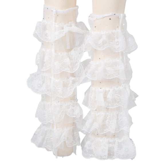 Yokua Summer Meshes Leg Sleeves Harajuk Ruffle Lace Leg Warmer Flared Boot Cuffs