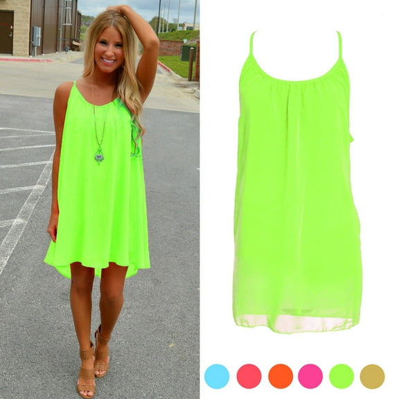 Yokua Summer Sexy Women Beach Chiffon Sleeveless Party Dress Casual Mini SunDress