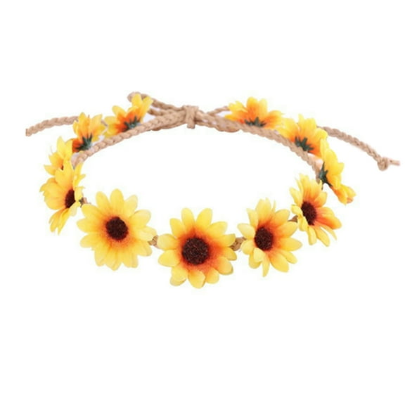 Yokua Sunflower Hair Wreath Headband Daisy Floral Crown Garland Adjustable Headpiece