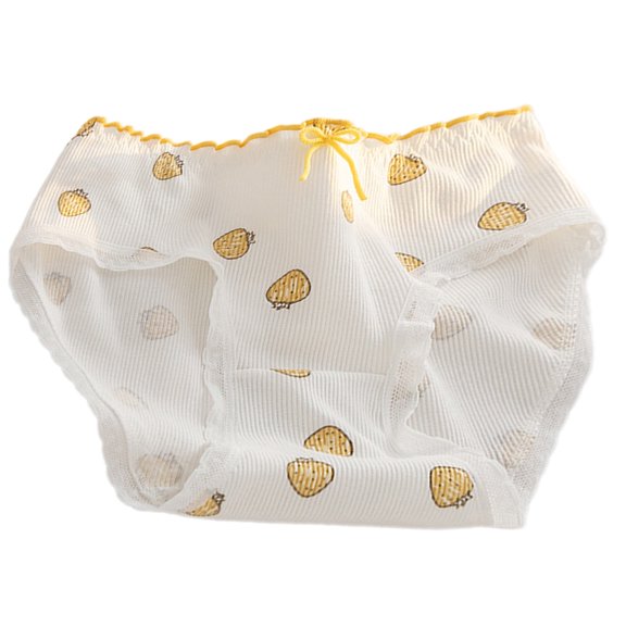 Yokua Sweet Girl's Cotton Briefs with Flower Pattern Ruffle Edge Underwear Panties