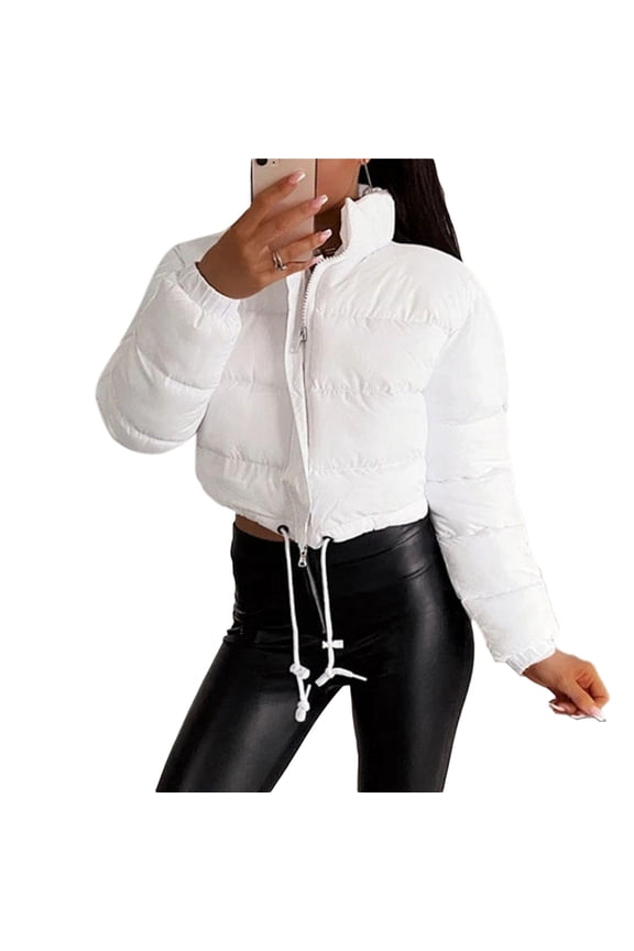 Thickened Winter Puffer Jacket Long Sleeved Zipper Waist Drawstring Designed