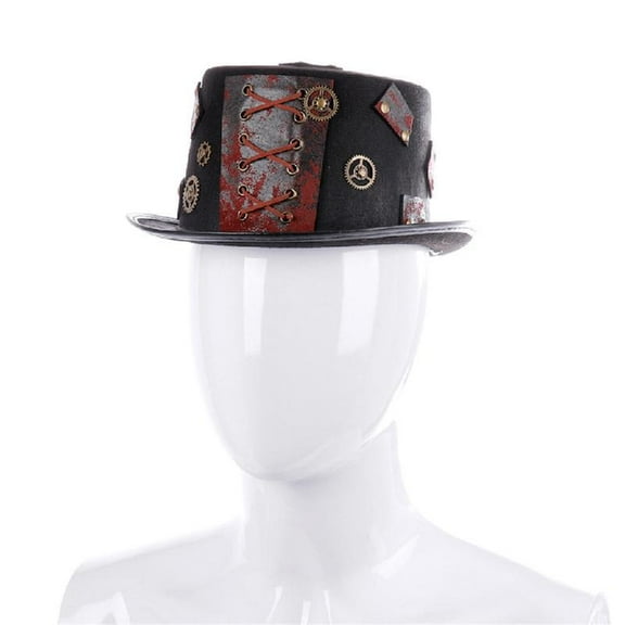 Yokua Top Hat Steampunk Gear Victorian Hat Halloween Women Metal Gear Fedora Hat