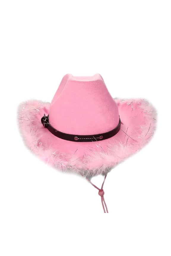 Unisex Cowboy Hat Western Large Feather Brim Hat Fedora Cowboy Thicken Hat