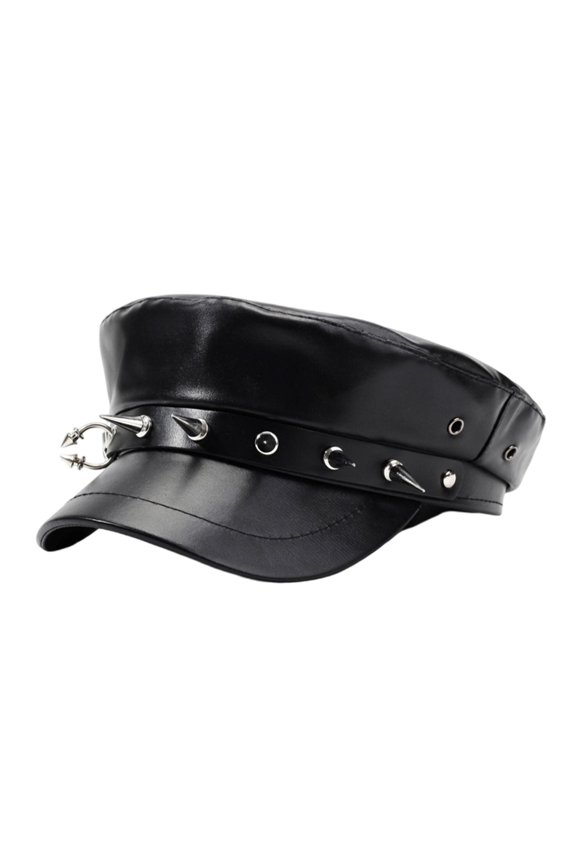 Unisex Gothic vintage Beret Cap PU Leather Cap Easy Clean Practical Design