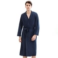 thumbnail image 1 of Yokua Unisex Waffle Knit Belted Long Robe Shower Sleepwear Nightgowns with Pockets, 1 of 20