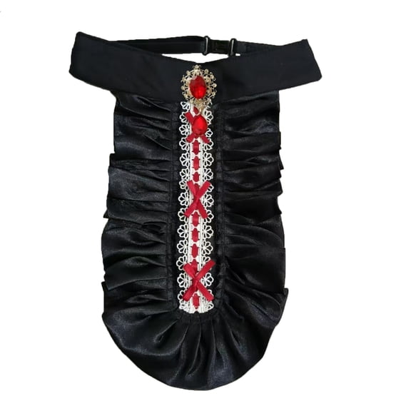 Yokua Victorians Colonial Ruffle Satins Jabot False Collar Necktie with Rhinestones