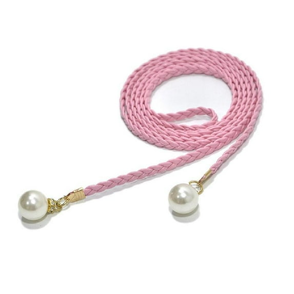 Yokua Vintage Bohemian Thin Belt Summer White Pearl Decors Braided Belt for Summer