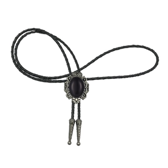 Yokua Vintage Bolo Tie Western Cowboy Faux Leather Rope Flower Crown Stone Necktie