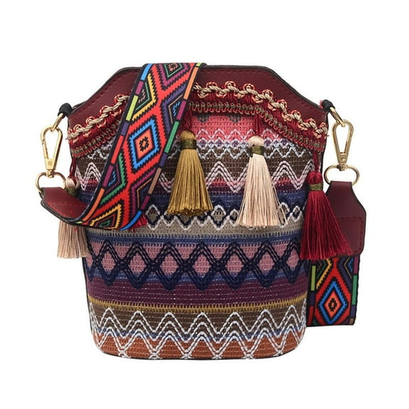 Yokua Vintage Ethnic Shoulder Bag Embroidery Hippie Tassel Tote Messenger Crossbody