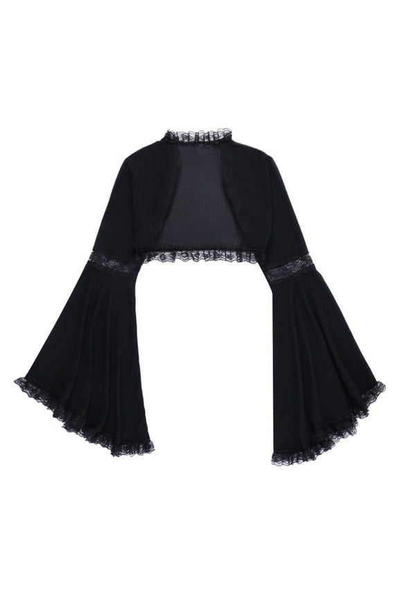 Vintage Gothic Lace Shrug Half Shirt Crop Top Long Sleeve for Women Girls