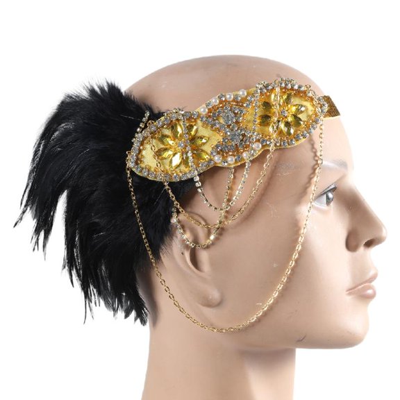 Yokua Vintage Headpiece Flapper Feathers Fancy Headband Headpiece Hair Accessories