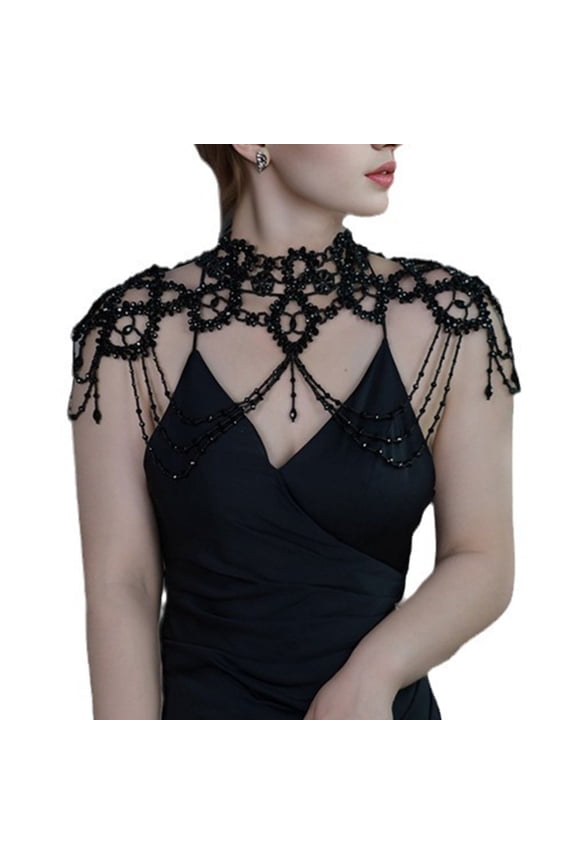 Wearable Shoulder Chain Necklace Mulyi Layer Body Accessory for Evening Parties