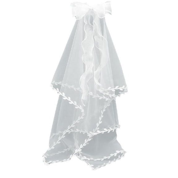 Yokua Wedding Layered Veil Bridal Tulles with Vine Trim&Bowknot Celebration Party