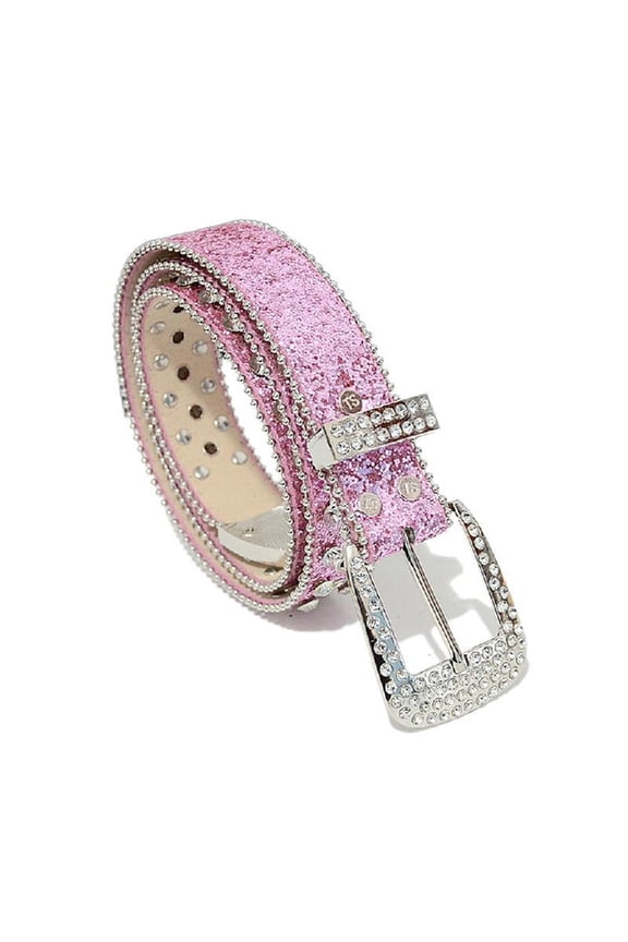 Western Style Cowboy Bling Rhinestone Buckle Belt Full Sequins Belt for Adult