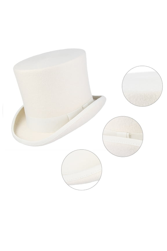 White Fedora Western Short Brim Hat Victorian Age Women Men Photo Props