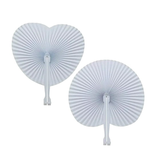 Yokua White Folding Paper Fans Personality Wedding Party Hand Fan Love Heart Fan