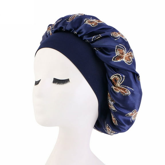 Yokua Wide-brim Elastic Satin Sleep Cap Beauty Salon Hat Hair Turban for Head Cover