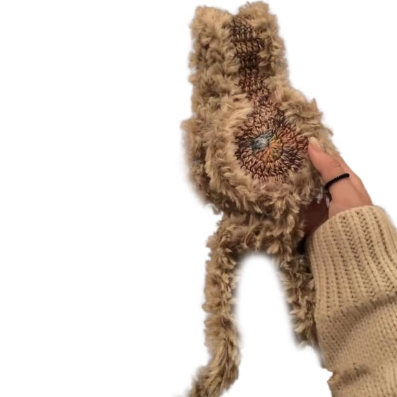 Yokua Winter Earmuffs Colorful Knitted Ear Warmer Y2K Women Furry Earflap with Strap