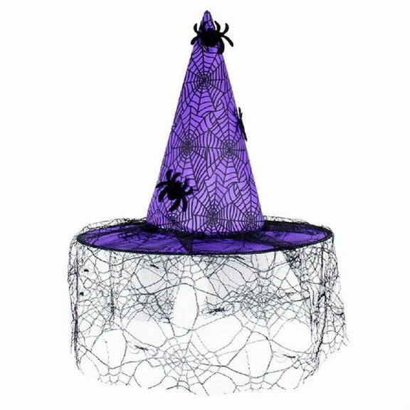 Yokua Witch Hat Halloween Witch Hats with Lace Veil for Pumpkin Party Decorations