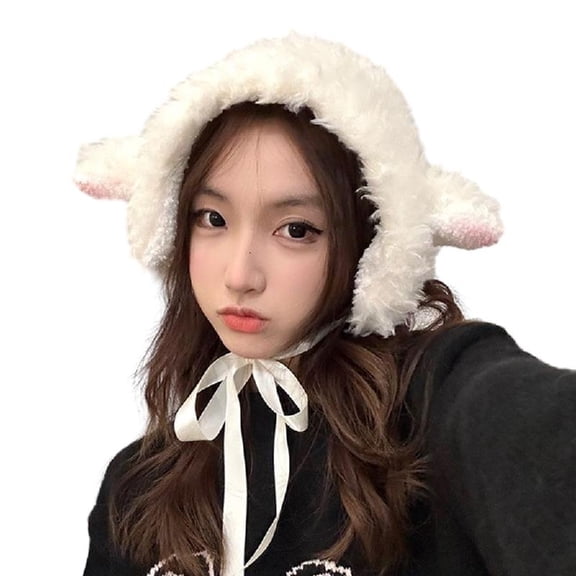 Yokua Women Beanie Warm Ear Protector Hat Teen Plush Lamb Ear Shape Hat Keep Warm