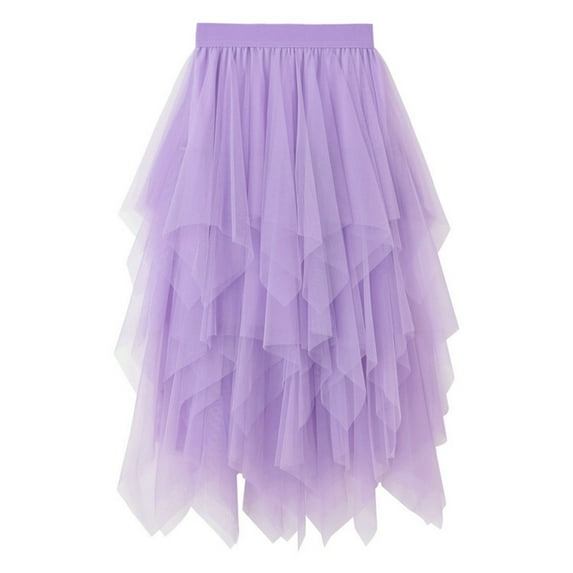 Yokua Women Elastic Waist Skirt Solid Color Tulle Skirt Female Mesh Layered Skirt Ins