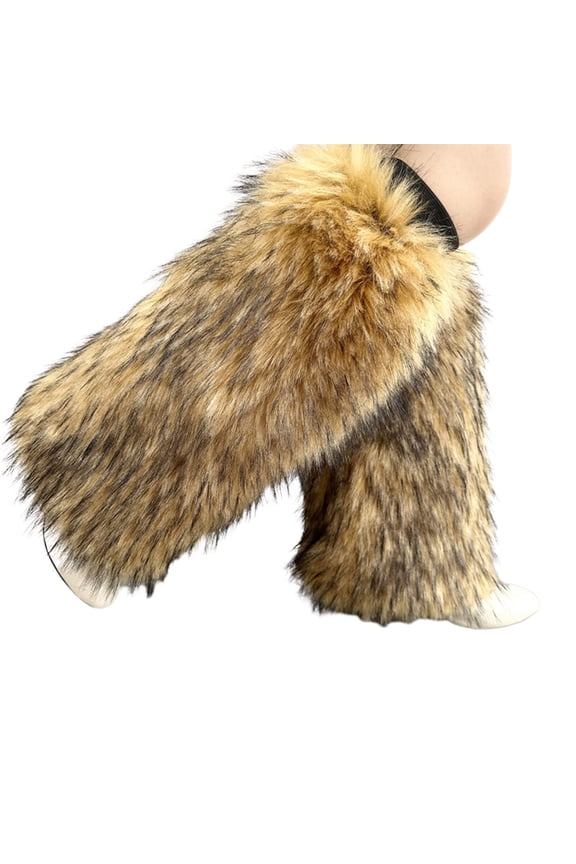 Women Faux Furs Leg Warmers Y2K Furry Fuzzy Leg Warmer Soft Boot Cuffs Cover