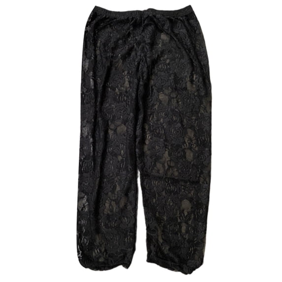 Yokua Women Flower Lace Capris Leggings Sheer Tights Sheer Mesh Shorts Cropped Pants