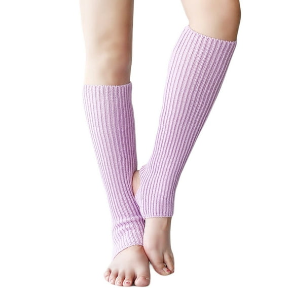 Yokua Women Girls Ballet Dance Stirrup Leg Warmers Ribbed Knit Latin Knee High Socks