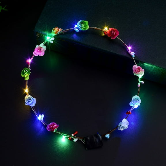 Yokua Women Girls LED Light Up Flower Headband Flashing Glow Crown Party Hair Wreath