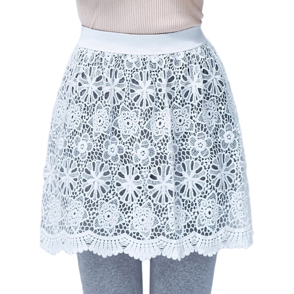 Yokua Women Hollow Embroidery Floral Lace Shirt Extender Mini Underskirt Half Slip