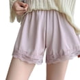 thumbnail image 1 of Yokua Women Ice Silk Lace Edge Culottes Wide Leg Safety Shorts Underpants for Dresses, 1 of 17