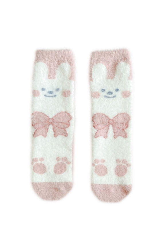 Women Imitation Mink Fuzzy Slipper Fluffier Cozy Socks Thick Plush Warm Socks