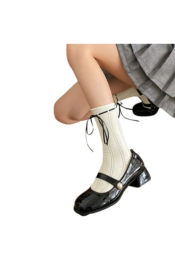 Women Mesh Ankle Socks Roll Cuff Cotton Slouchy Socks Ballet Bow Crew Socks