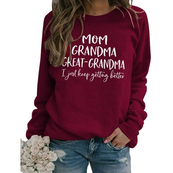 Yokua Women Mom Grandma Great Graphic Sweatshirt Crewneck Casual Loose Pullover Top