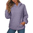 thumbnail image 1 of Yokua Women Quilted Hoodies Casual Long Sleeve Sweatshirts Trendy Lightweight Pullover Tops with Pocket Comfy Fall Clothes, 1 of 8