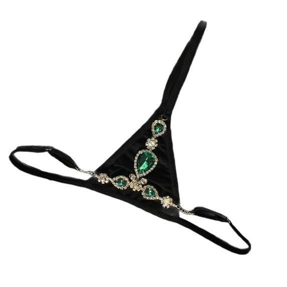 Yokua Women Sexy Low Rise G-String Lingerie Water Drop Diamond Thong Briefs Panties
