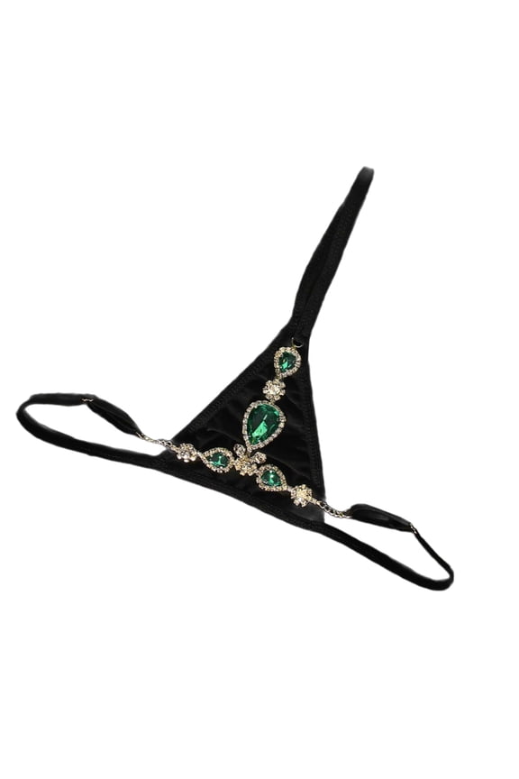 Women Sexy Low Rise G-String Lingerie Water Drop Diamond Thong Briefs Panties