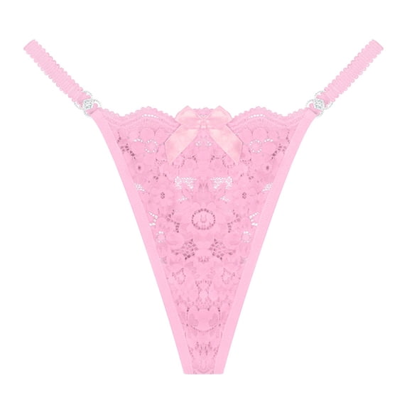 Yokua Women Sexy Low Waist Thongs See Through Lace Briefs T-Back Lingerie Underwear