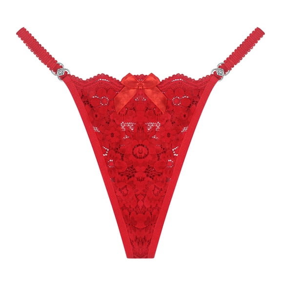 Yokua Women Sexy Low Waist Thongs See Through Lace Briefs T-Back Lingerie Underwear