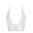 thumbnail image 1 of Yokua Women Sleeveless Halter Plunge V-Neck Crop Top Solid Color Metal Linked Vests, 1 of 18