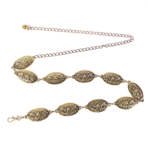 Yokua Women Slimming Waist Thin Belt Carved Flower Buckle Waist Chain Banquet Dress