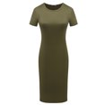 thumbnail image 1 of Yokua Women Solid Color Short Sleeve O-Neck Bodycon Cocktail Midi Long Pencil Dress, 1 of 14